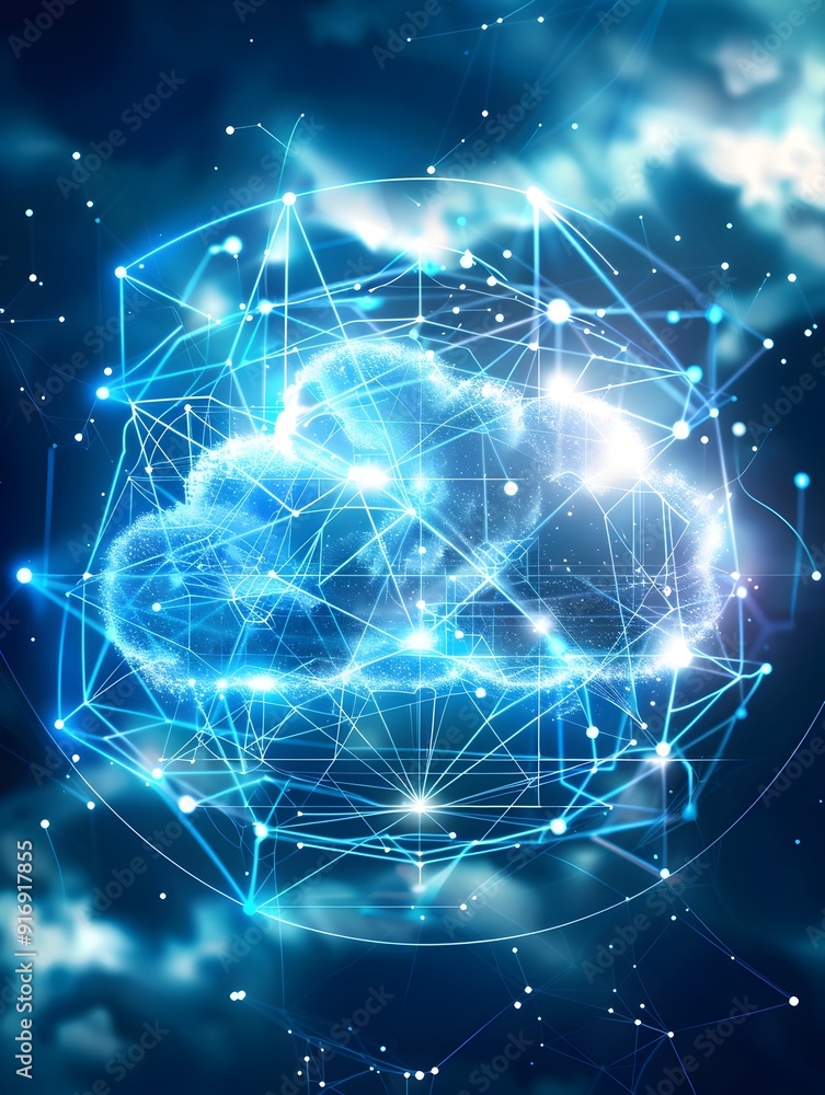 Poster abstract cloud computing network concept.