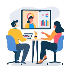marketing consultation expertise simple and flat illustration on a white background