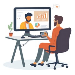 marketing consultation expertise simple and flat illustration on a white background