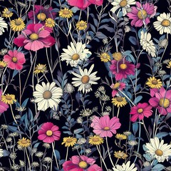 floral watercolor seamless background with modern and trendy aesthetics