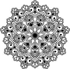 Unique black and white Ornamental Mandala Coloring Book.