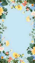 Fototapeta premium Hollyhock pattern border background illustration