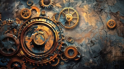 Obraz premium Old rusty gears as a technological background.