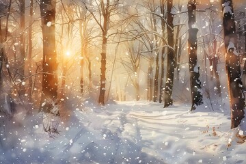 winter landscape with snow covered trees