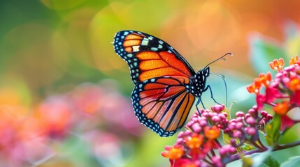 Fototapeta premium Describe the role of butterflies in the food web. What animals prey on butterflies, and how do they fit into their ecological niche