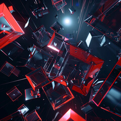 A geometric piece with bright colors, cosmic, vibrant.AI Generation.