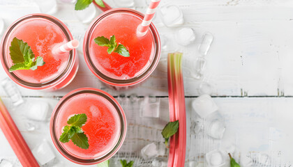 Fresh rhubarb drink Juice glass