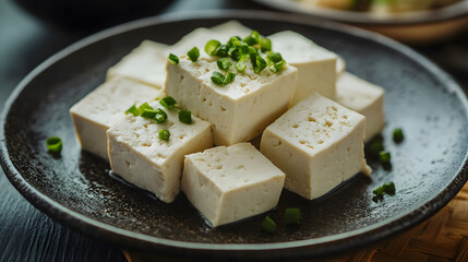 Delicious tofu in bowl food photography
