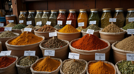 spices in the market. genrative.ai 