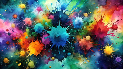 Vibrant splashes of colorful paint create an energetic and dynamic abstract art, showcasing a burst of creativity and imagination.