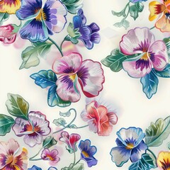 embroidery flowers watercolored seamless illustration classy pattern