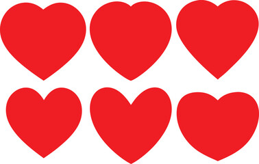 Set of Red Hearts, love, romance or valentine's day red heart. Heart vector icons. Artistic red heart love symbols isolated editable vector.