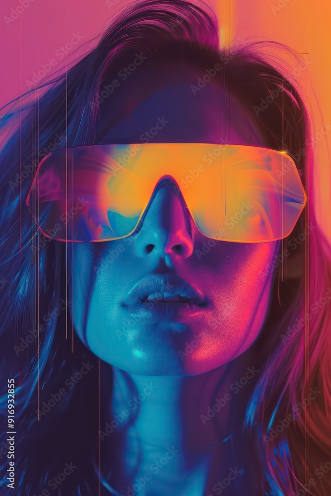 Wall mural stylized generative portrait background with noisy surface and deep colors