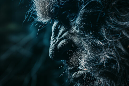 Werewolf Headshot, Beastly Transformation, Halloween Horror, Scary Profile, Dark Fantasy, Fearful Atmosphere