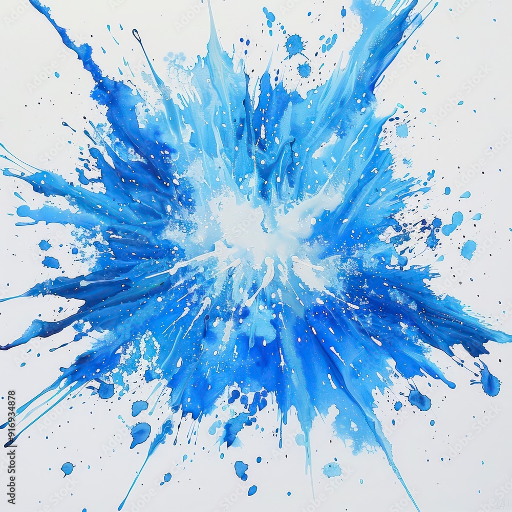 Wall mural blue abstract concise blast isolated on a white background