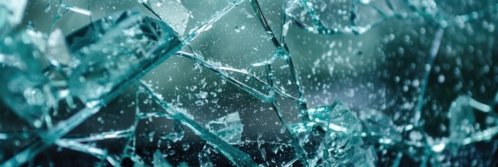 Close up of shattered tempered glass