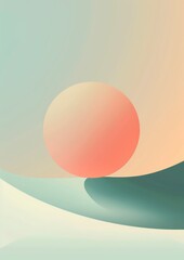 minimal abstract scenery poster background with green soft pastel colors 