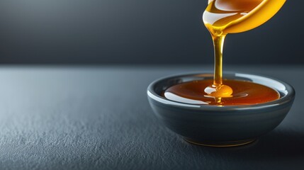 Syrup spilling onto a ceramic bowl