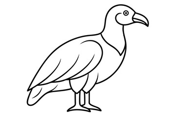 California Condor Silhouette Line Art - Clean Abstract Vector Face Illustration on White Background | Cute Cartoon Clipart Icon