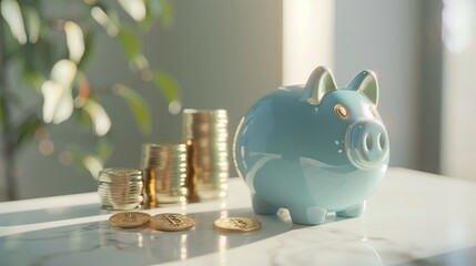 The blue piggy bank