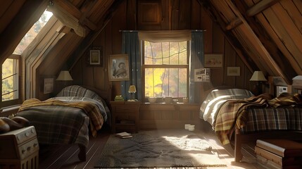  A cozy guest bedroom with twin beds, warm blankets, and welcoming decor. 