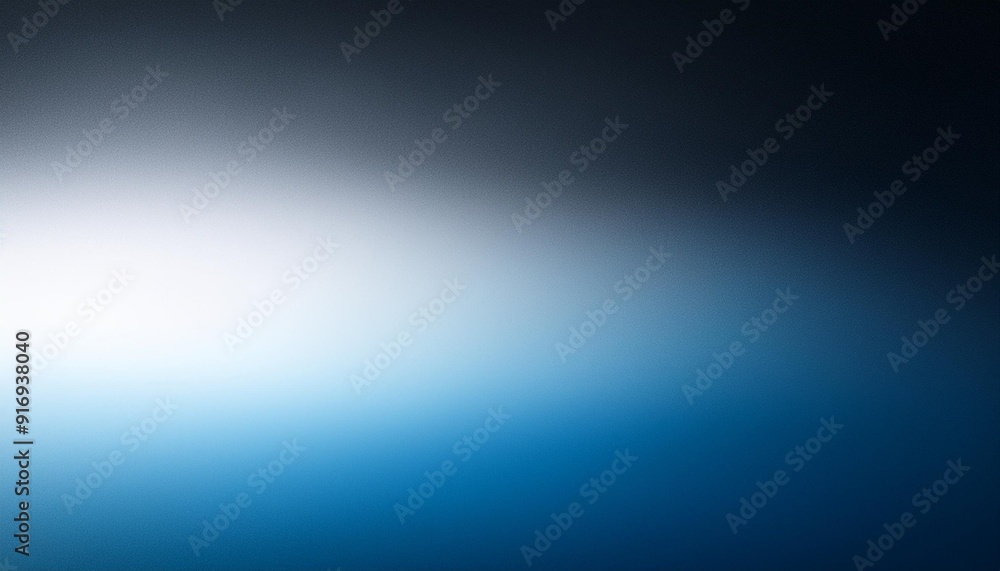 Wall mural white blue black blurred abstract gradient on dark grainy background glowing light large banner size