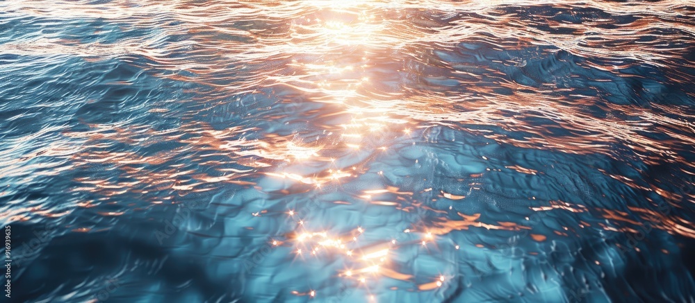 Poster the shimmering sea surface sparkles as it mirrors the bright sunlight, creating a serene copy space 