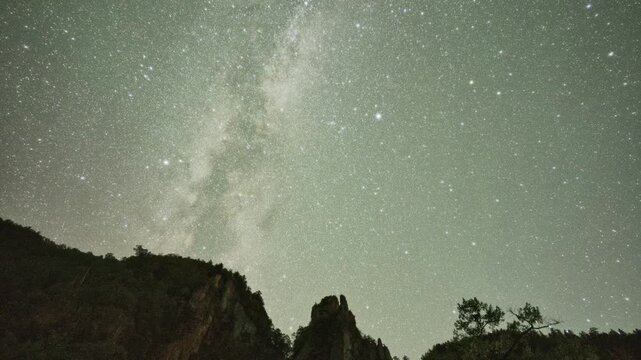 北海道 層雲峡と天の川