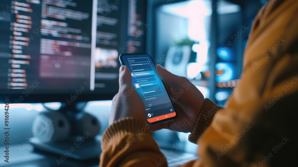 Poster person configuring secure file sharing on a smartphone