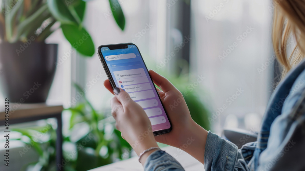 Poster person configuring secure file sharing on a smartphone