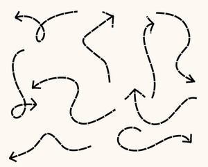Curve dashed arrow line illustration set for design decoration