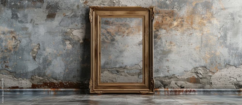 Poster wooden frame with empty wall as background for a concept, with room for copy space image.