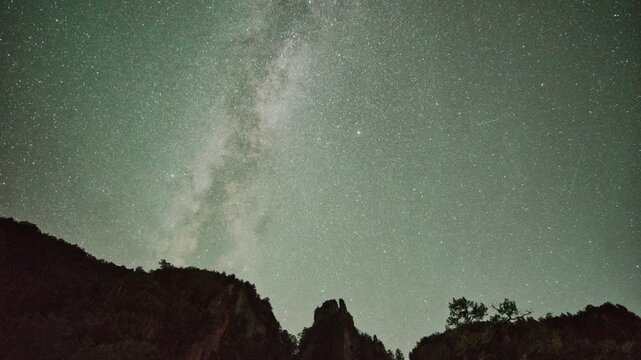 北海道 層雲峡と天の川