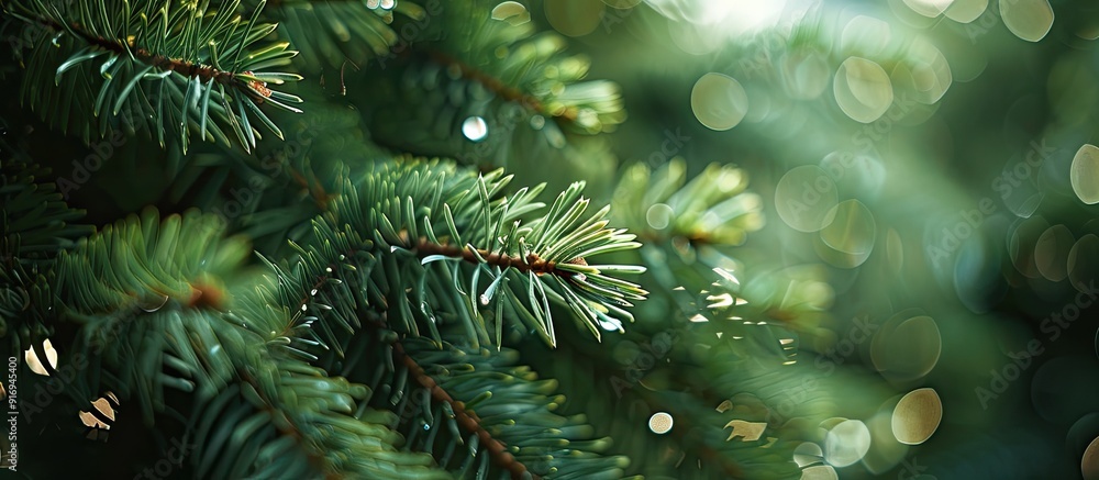 Poster spruce twigs on a background with copy space image.