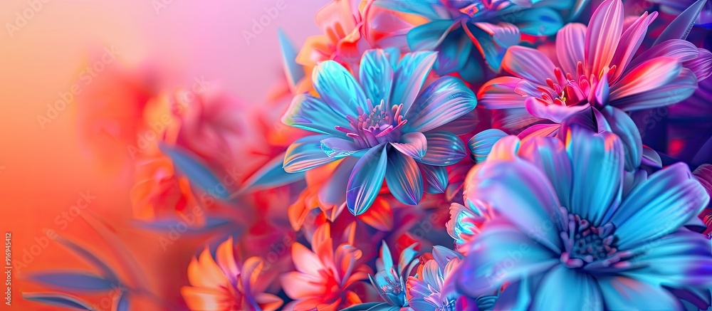 Aufkleber vibrant flowers created using colorful filters in the image with space for text. image with copy spa
