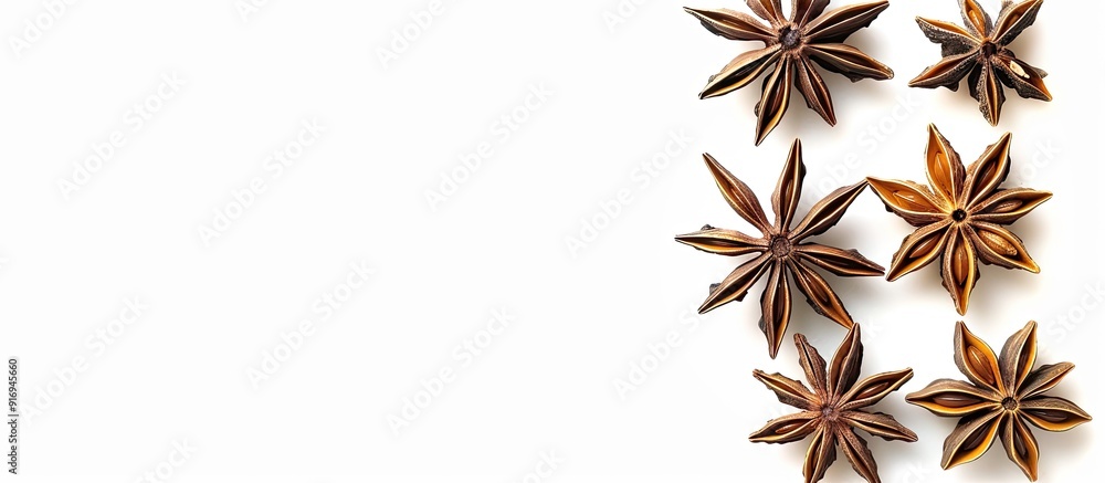 Aufkleber star anise resting on a clear white background with ample copy space image.
