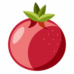 A Single Red Tomato with Green Leaves