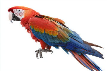 Obraz premium Close up of colorful parrot isolated on transparent background, tropical wildlife concept.