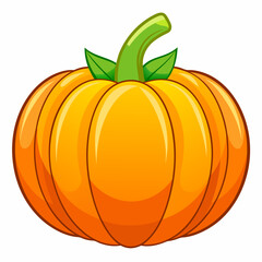 Cartoon Illustration of a Single Orange Pumpkin