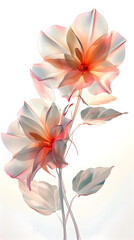 Impatiens flowers glass background illustration