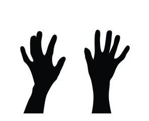 Silhouette of Extended Human Hands Isolated on White. Left and right hand of a man vector