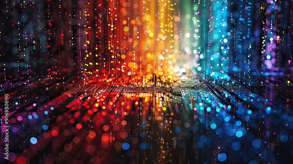 Fototapete rainbow computer small text, in style of lots of tiny text