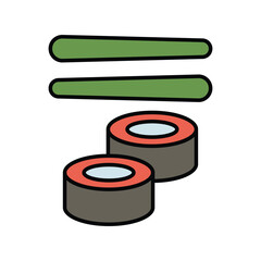 sushi color line icon with white background vector stock illustration