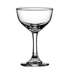 Front view of an empty margarita glass isolated on a white transparent background
