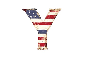 Letter X stars and stripes american flag lettering font. 3D Rendering