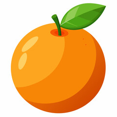 A Whole Orange Fruit with a Green Leaf