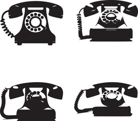 silhouette of clean vector Telephone set isolated on white background