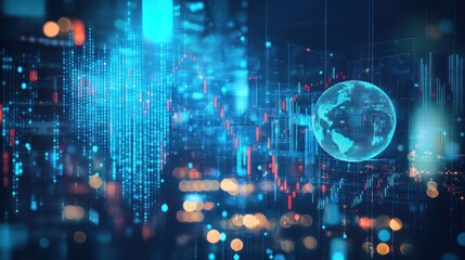 Obraz premium Global Network, Digital Data, Futuristic Cityscape