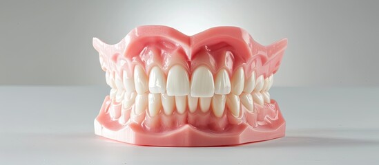 Obraz premium The dental model is utilized to demonstrate to the doctor how to assess the cleanliness of the teeth isolated on a white background with a Clipping Path. with copy space image