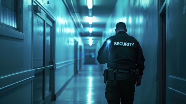 The security guard patrolling